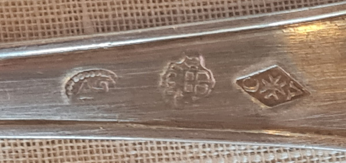 Six couverts en argent Mauriziano '800 -6 fourchettes, 6 cuillères et 6 fourchettes à dessert-photo-6