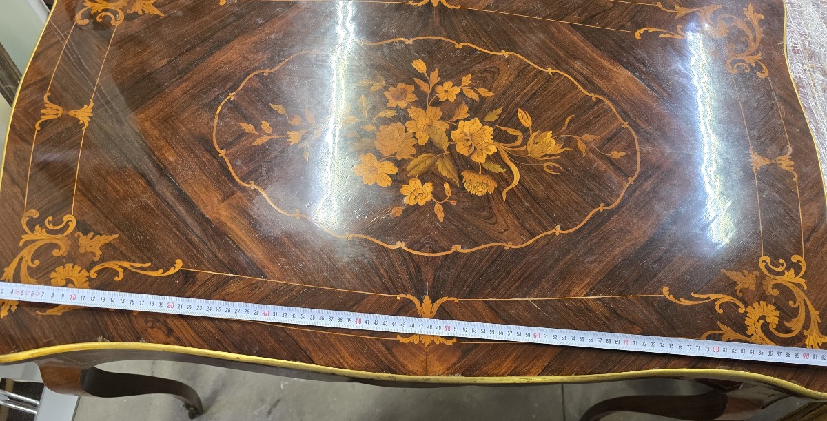 Antique Louis XV Style Centre Table / Writing Desk – France, Late 19th Century-photo-3