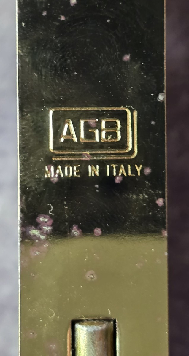  ancienne poignée de porte avec serrure en cristal et laiton- AGB Italie vers 1980-photo-2