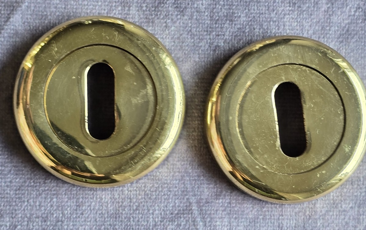  ancienne poignée de porte avec serrure en cristal et laiton- AGB Italie vers 1980-photo-7