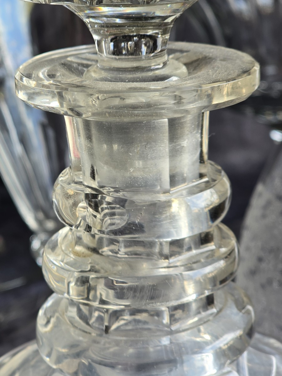 Ancienne carafe decanter en cristal taillé XIX ème siècle-photo-3