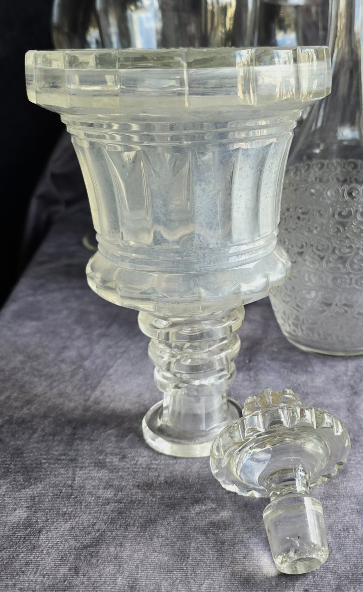 Ancienne carafe decanter en cristal taillé XIX ème siècle-photo-1