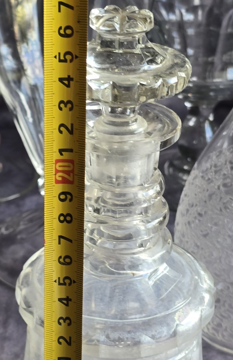 Ancienne carafe decanter en cristal taillé XIX ème siècle-photo-6