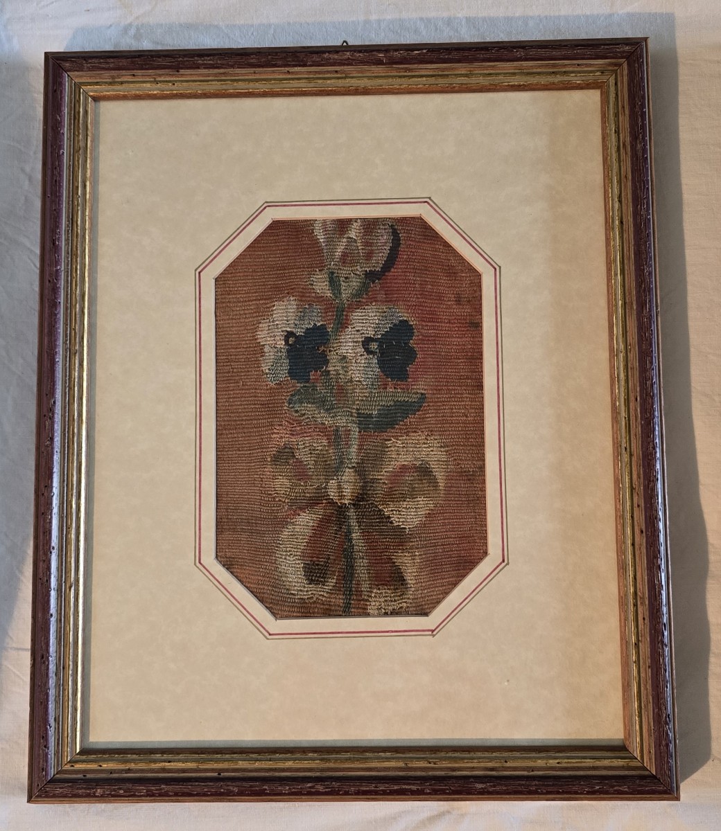  Quatre fragments de tapisserie Aubusson  encadrés XVIII ème siècle-photo-3