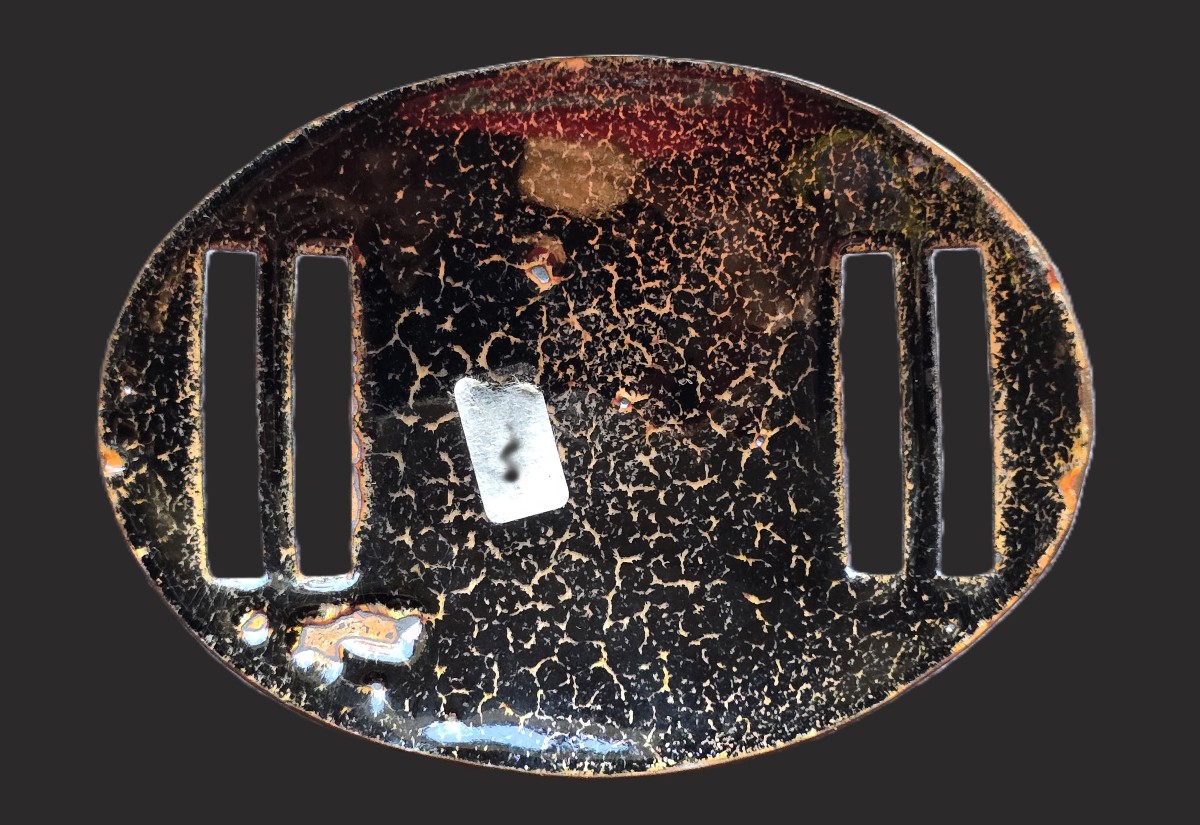 Boucle de ceinture ovale en métal émaillé – France, années 1970-photo-2