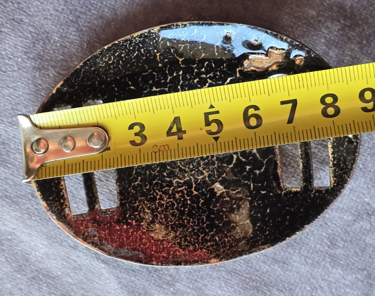 Boucle de ceinture ovale en métal émaillé – France, années 1970-photo-2