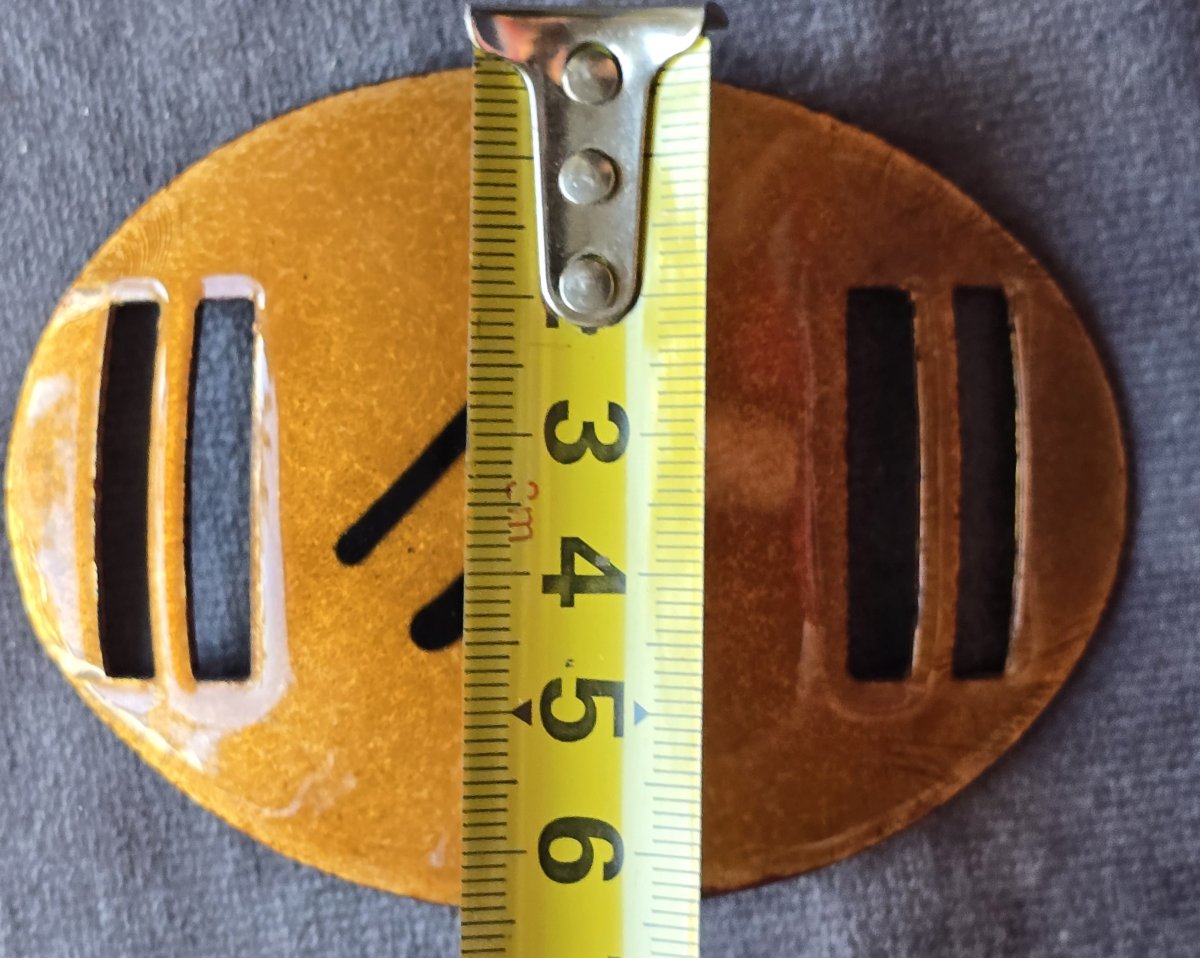 Boucle de ceinture ovale en métal émaillé – France, années 1970-photo-3