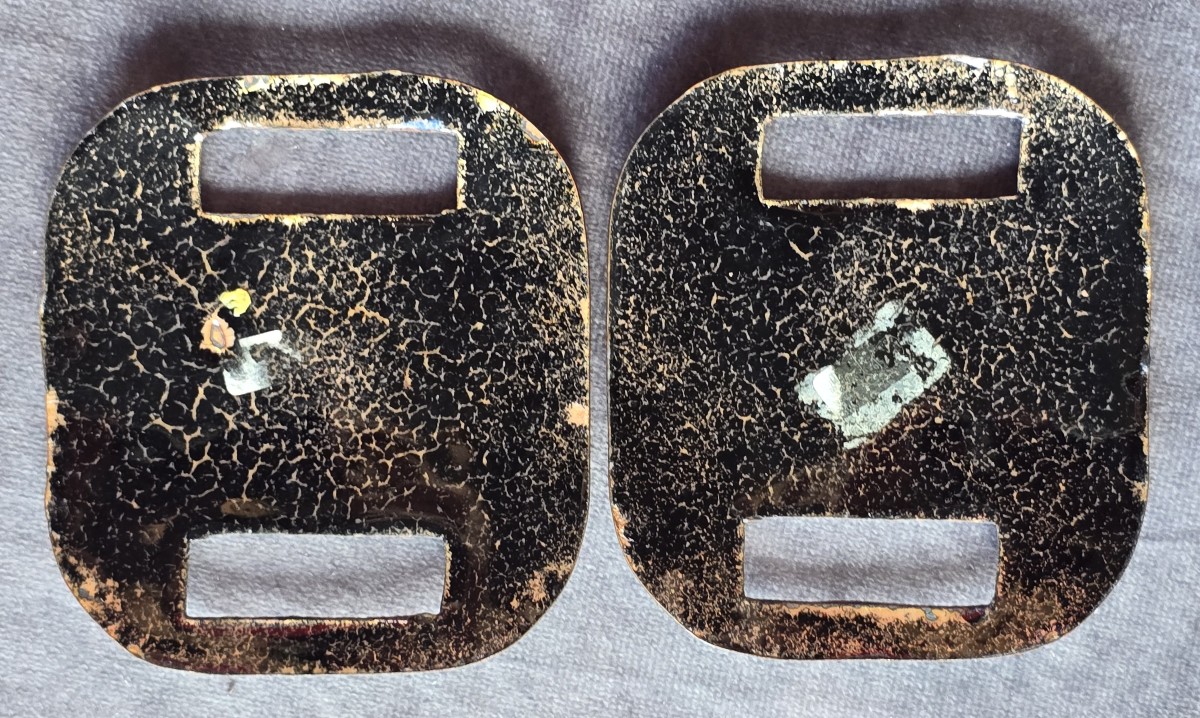 Pair Of Large Enamelled Metal Buckles, France, 1970s-photo-4