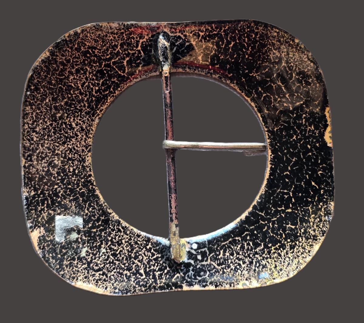 Rectangular Enamelled Metal Belt Buckle – France, 1970s-photo-2