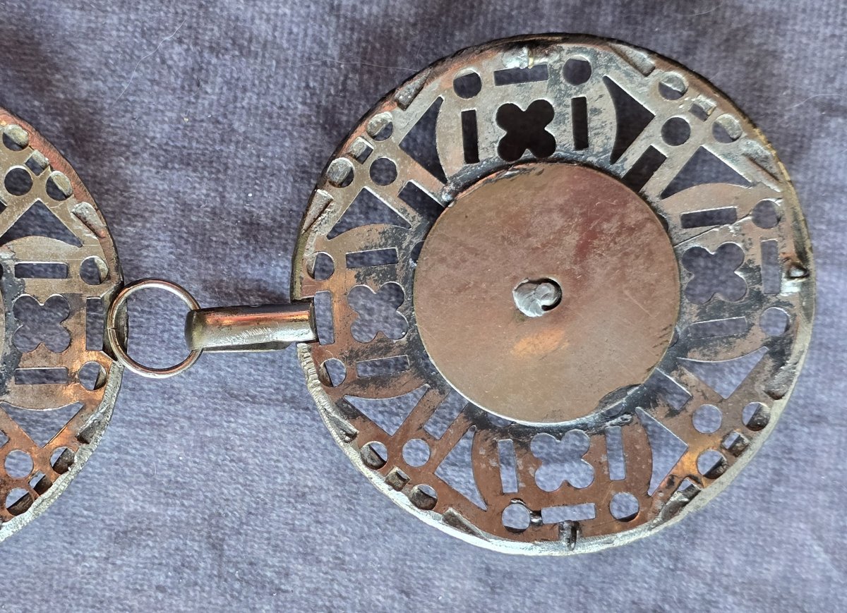 ancienne boucle de chape en metal et jais-photo-1