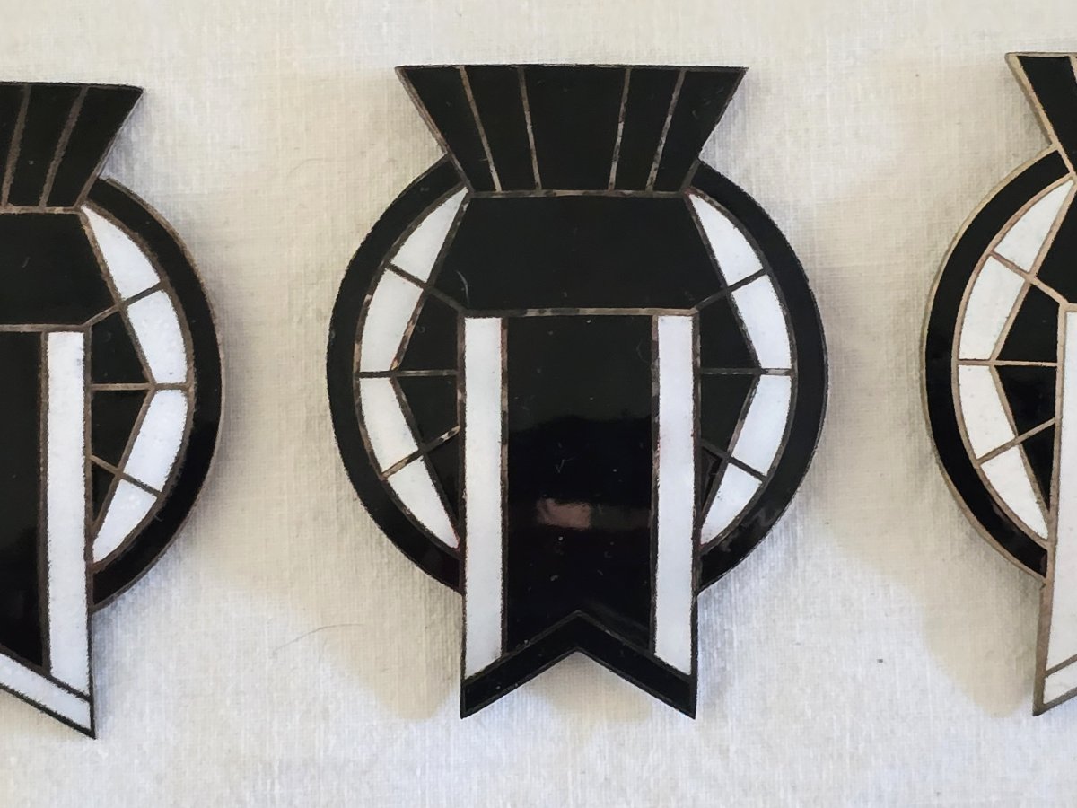 Lot Of Three Art Deco Enameled Metal Buckles, France, Circa 1920–1930-photo-3