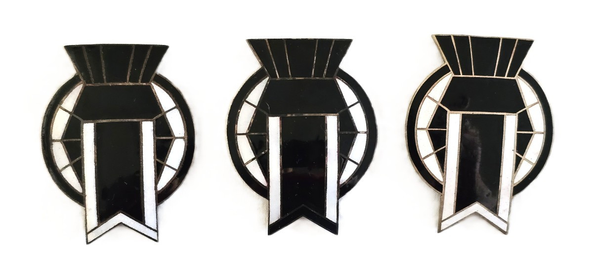 Lot Of Three Art Deco Enameled Metal Buckles, France, Circa 1920–1930