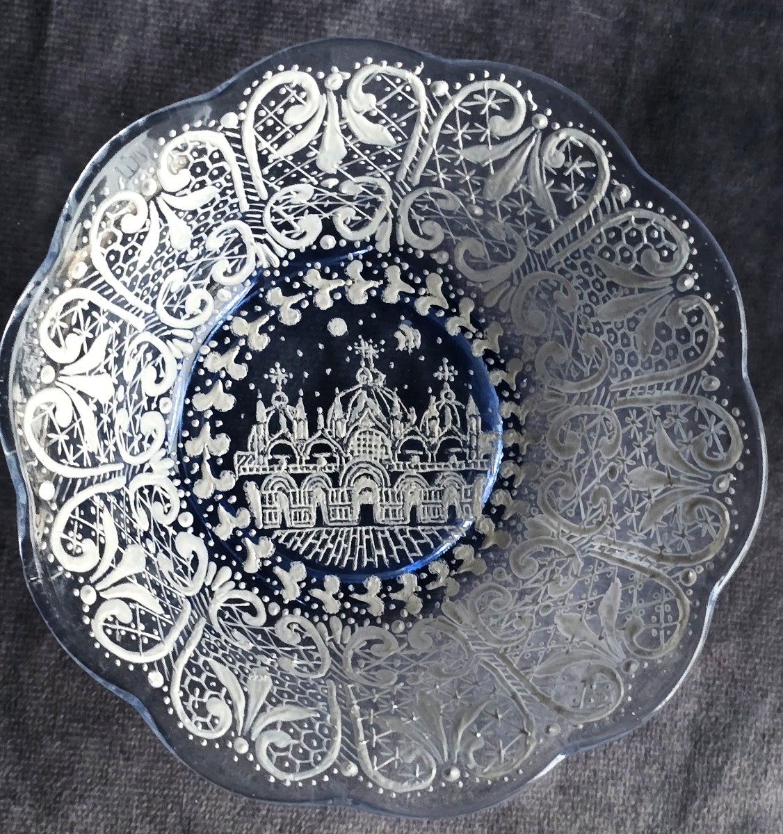 Vintage 7-piece Fruit Salad Set In Enameled Glass – Venice, Circa 1960-photo-3