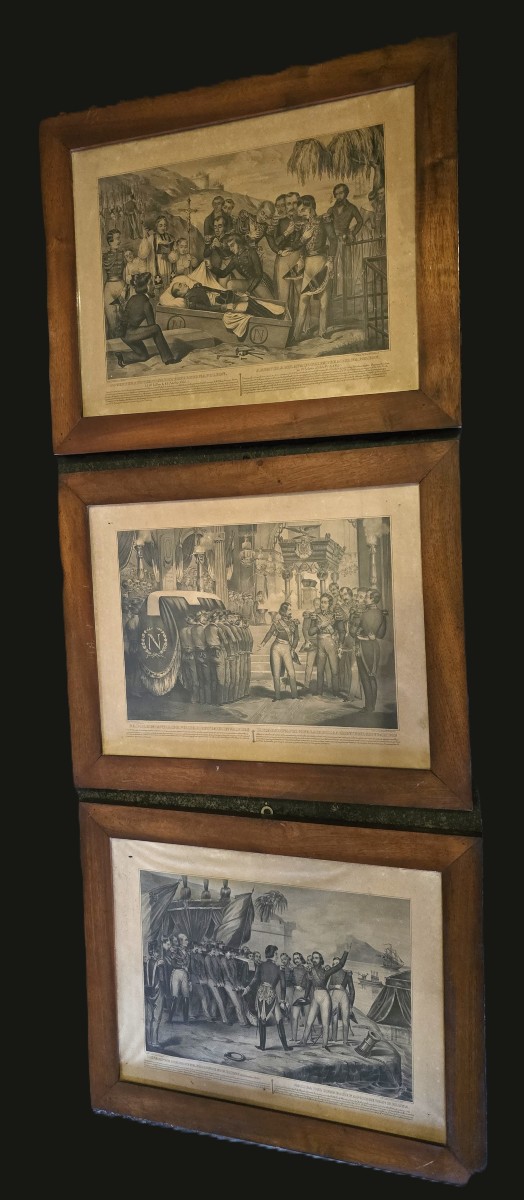 Set Of Three 19th-century Lithographs Depicting The Return To Paris Of The Ashes Of Napoleon I