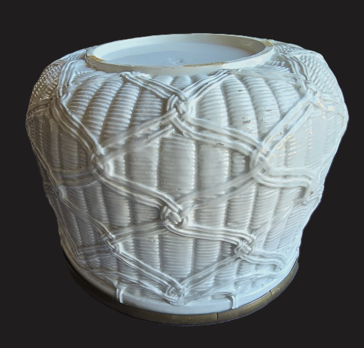 White Faience Cache-pot – Italy, Circa 1980-photo-2