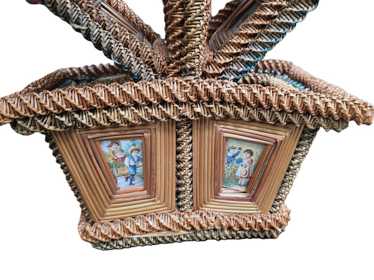 Antique 19th‑century Harvest Straw Basket-photo-2