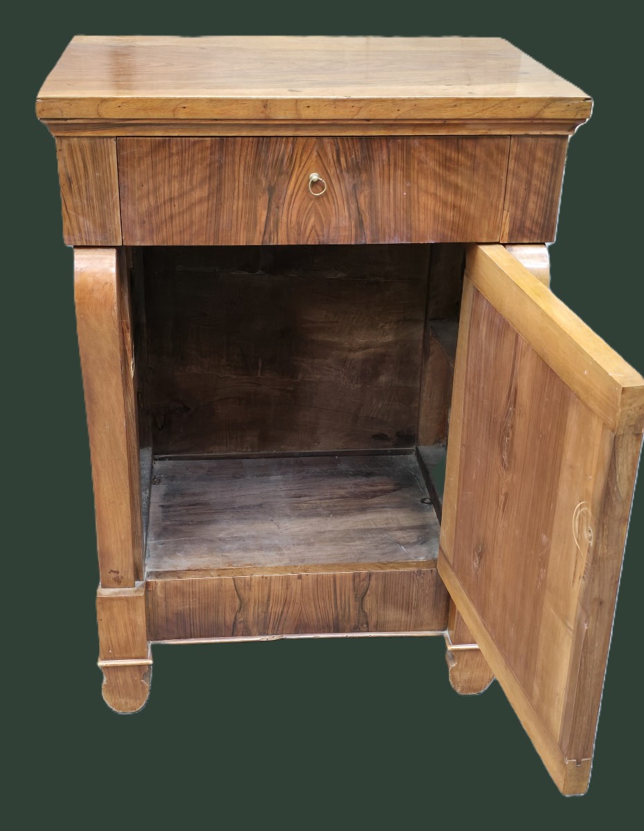 Antique Walnut Bedside Table, Italy, Empire Period, Early 19th Century-photo-3