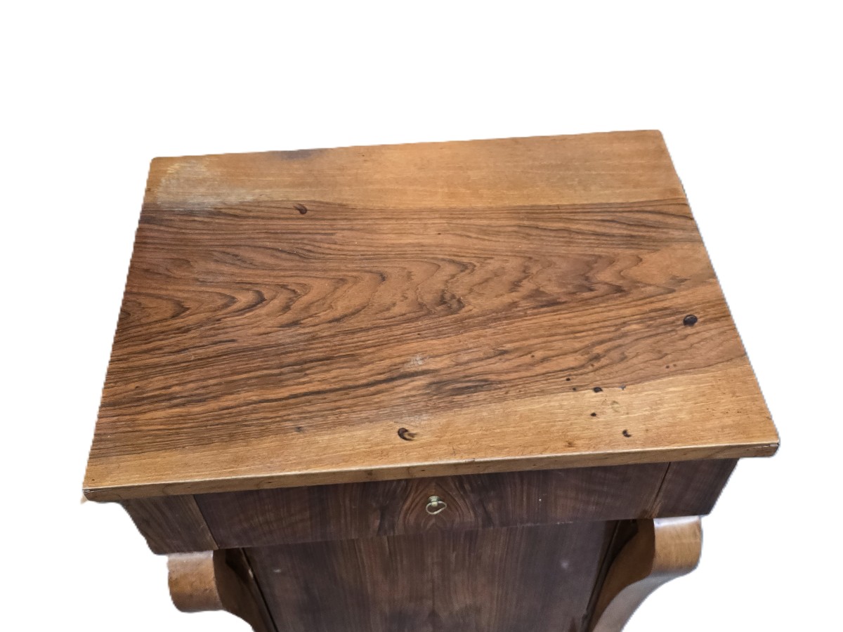 Antique Walnut Bedside Table, Italy, Empire Period, Early 19th Century-photo-4
