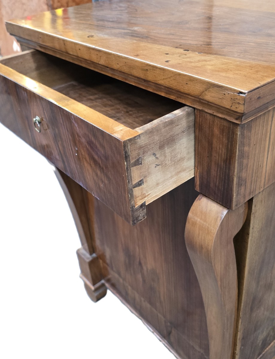 Antique Walnut Bedside Table, Italy, Empire Period, Early 19th Century-photo-4