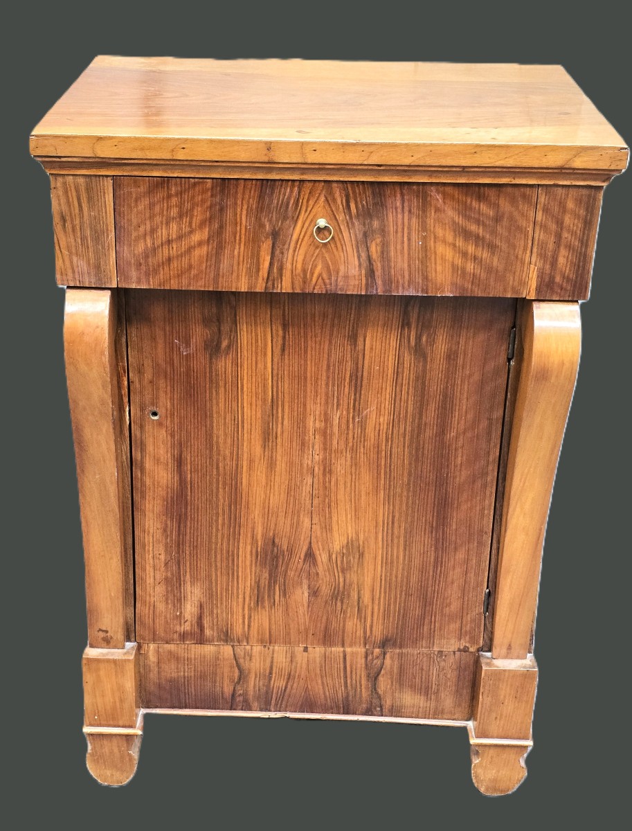 Antique Walnut Bedside Table, Italy, Empire Period, Early 19th Century