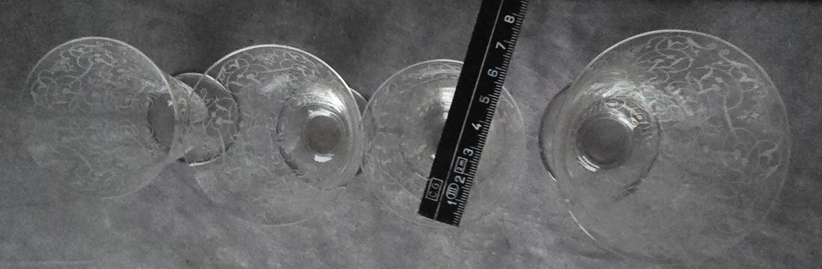 Antique Set Of 40 Crystal Glasses, In Four Formats, Baccarat Michelangelo Model-photo-2