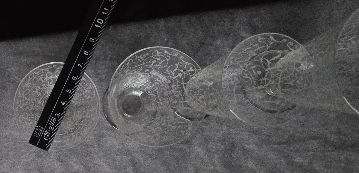 Antique Set Of 40 Crystal Glasses, In Four Formats, Baccarat Michelangelo Model-photo-4