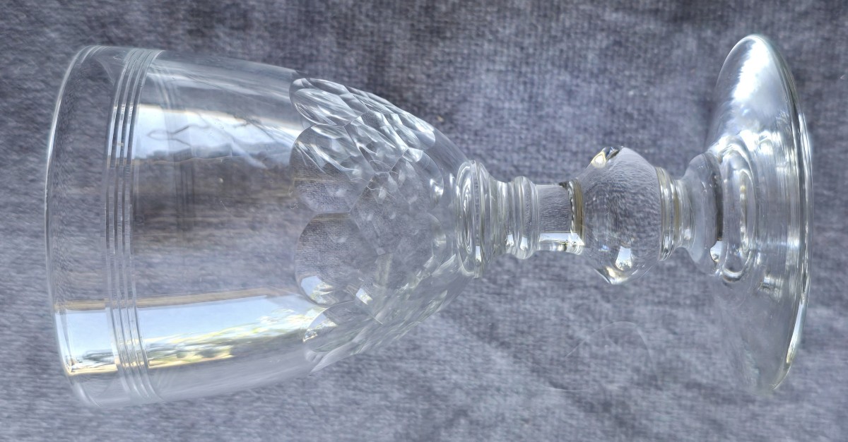 Set Of 8 Antique Baccarat Crystal Glasses, Chauny écailles Et Filet Model-photo-4