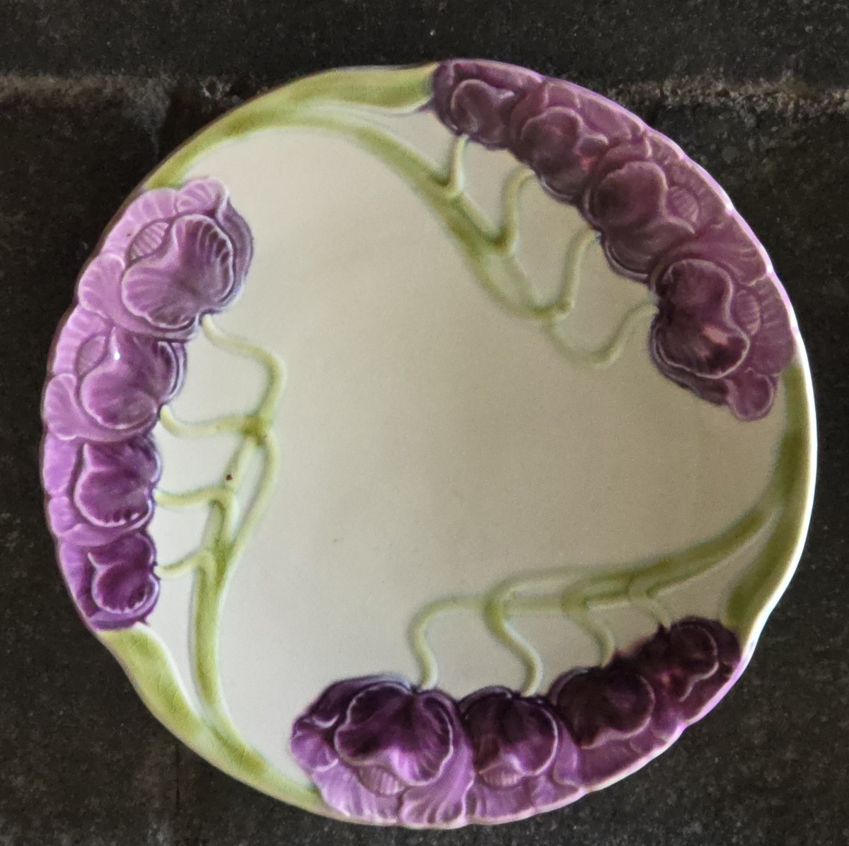  Service assiettes barbotine Art Nouveau Sarreguemines-photo-3