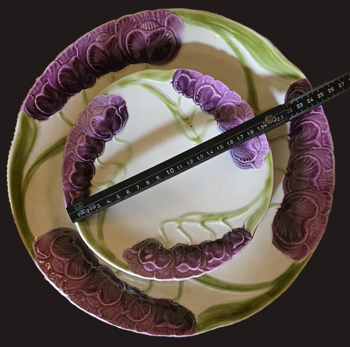  Service assiettes barbotine Art Nouveau Sarreguemines-photo-4