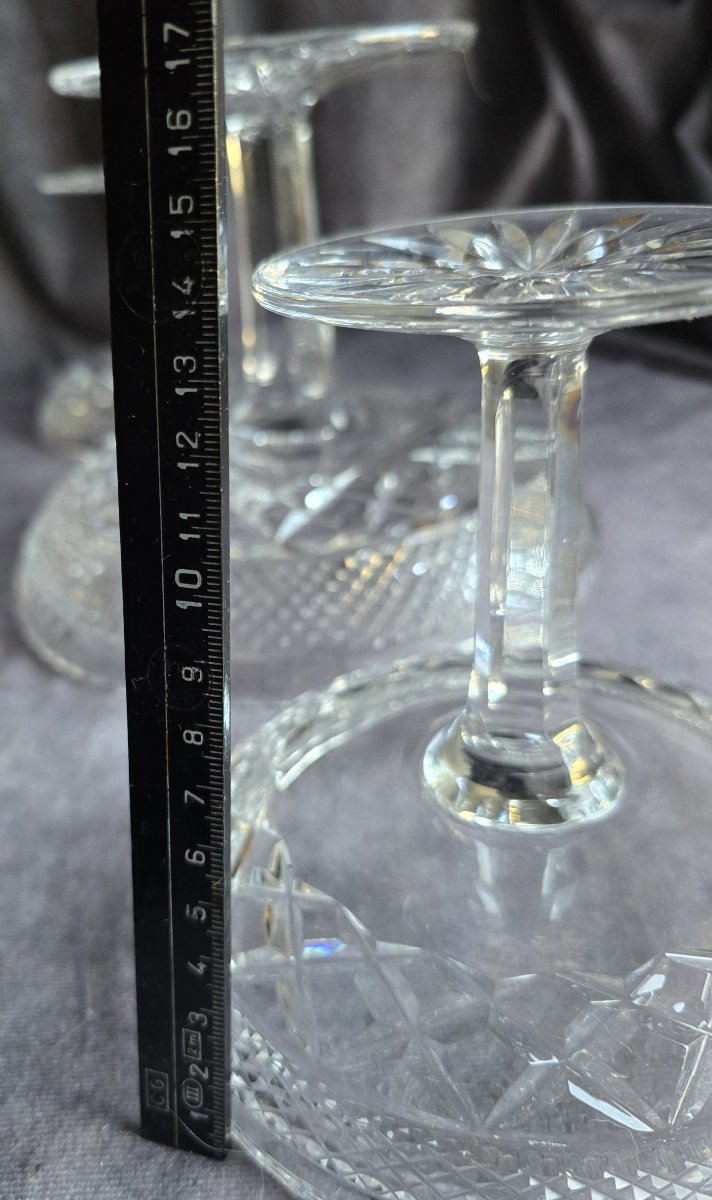 ensemble de 3 anciennes coupes sur pied en cristal taillé-photo-5
