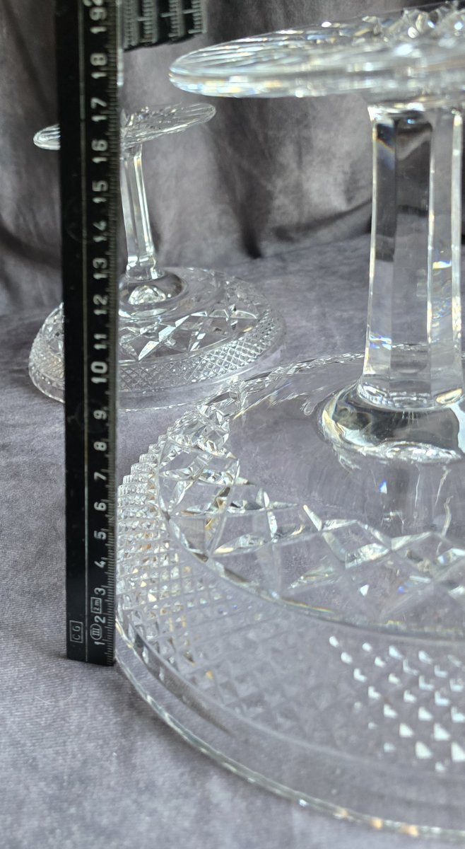 ensemble de 3 anciennes coupes sur pied en cristal taillé-photo-6