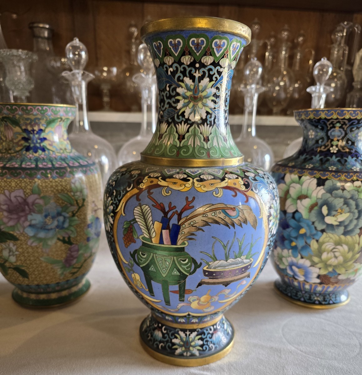 Ancien vase cloisonné h 31,5 cm- Epoque républicaine chinoise