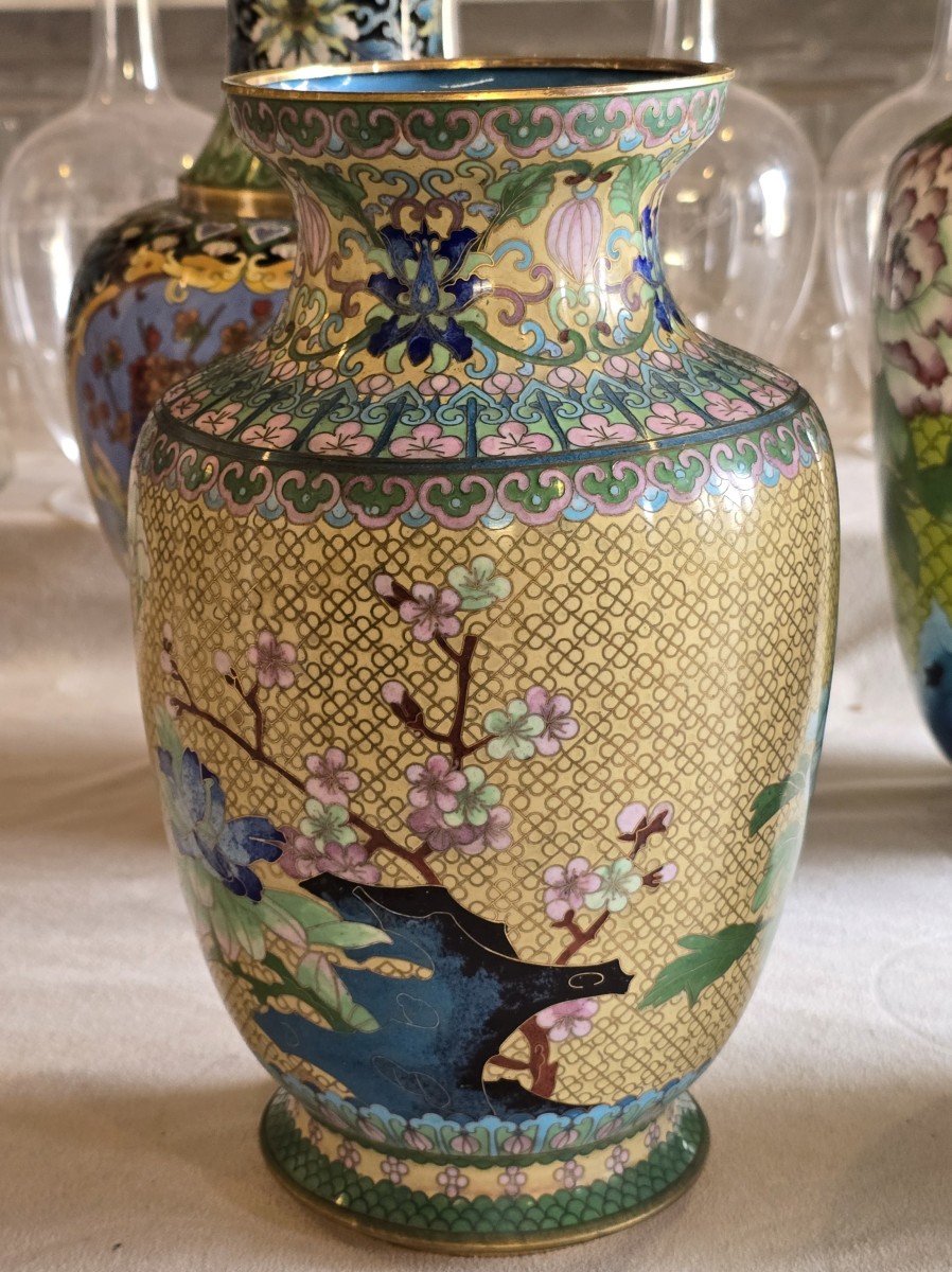 Cloisonné Enamel Vase, China, Mid-20th Century Height: 25.5 Cm-photo-1