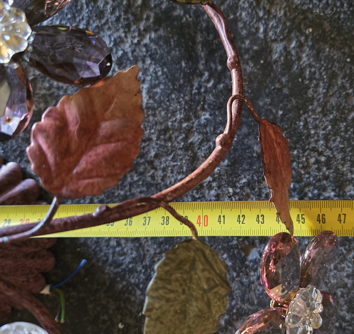 paire anciens plafonniers en fer e cristaux artisanat florentin vers 1960-photo-3