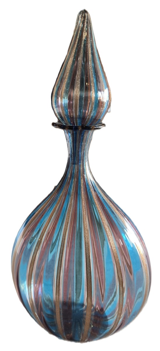 Blown Glass Bottle – Murano, Attributed To Salviati, 1960s–1970s-photo-2