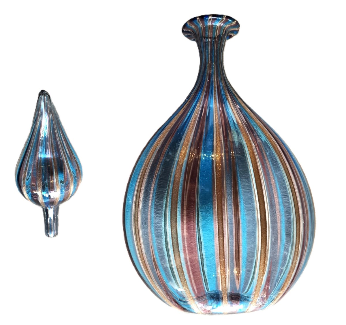 Blown Glass Bottle – Murano, Attributed To Salviati, 1960s–1970s-photo-4