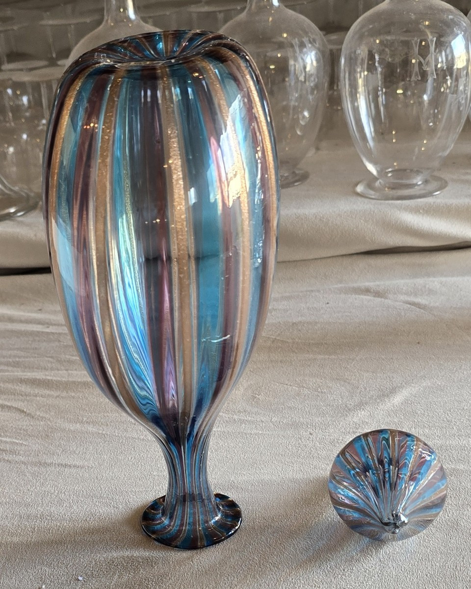 Blown Glass Bottle – Murano, Attributed To Salviati, 1960s–1970s-photo-2