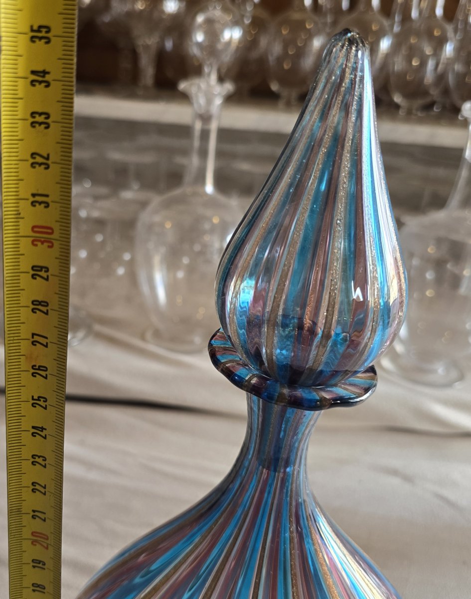 Blown Glass Bottle – Murano, Attributed To Salviati, 1960s–1970s-photo-3