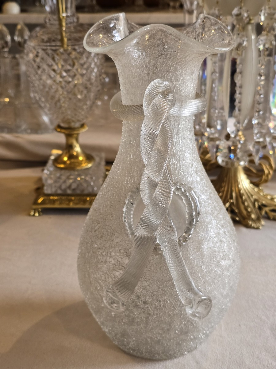 Ancien Pichet,  Broc à Rafraichir En verre soufflé Baccarat -photo-2