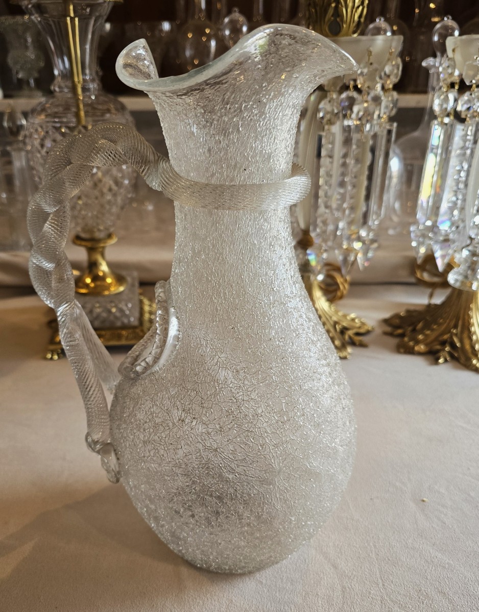 Ancien Pichet,  Broc à Rafraichir En verre soufflé Baccarat -photo-3