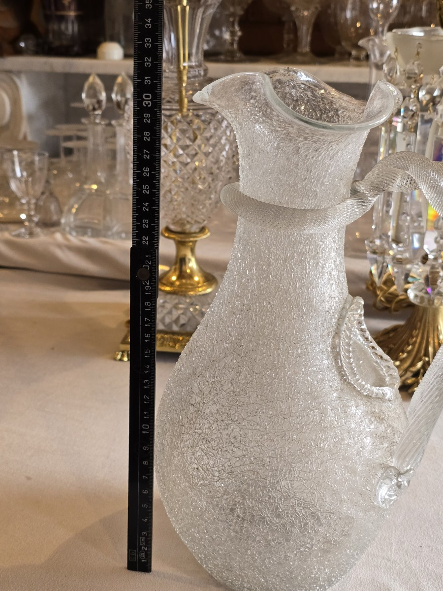 Ancien Pichet,  Broc à Rafraichir En verre soufflé Baccarat -photo-5