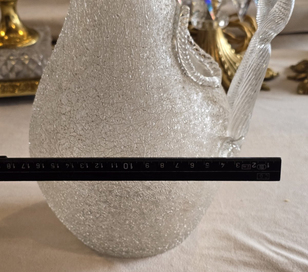 Ancien Pichet,  Broc à Rafraichir En verre soufflé Baccarat -photo-7