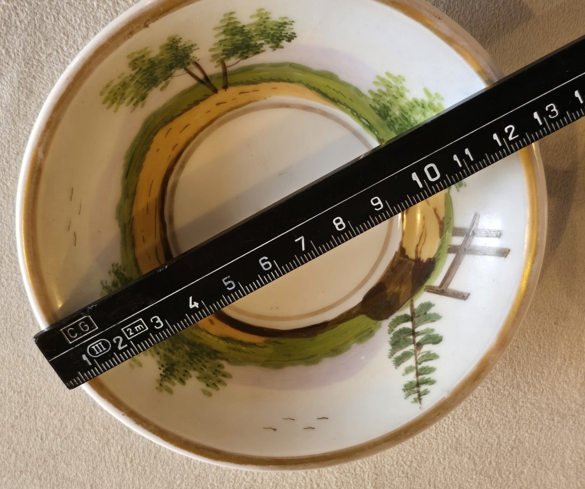 Antique Litron Cup With Its Saucer In Painted Porcelain, 19th Century-photo-6