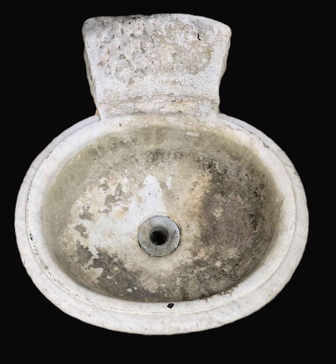 Ancien lavabo en marbre blanc de Carrare, XIXᵉ siècle-photo-2