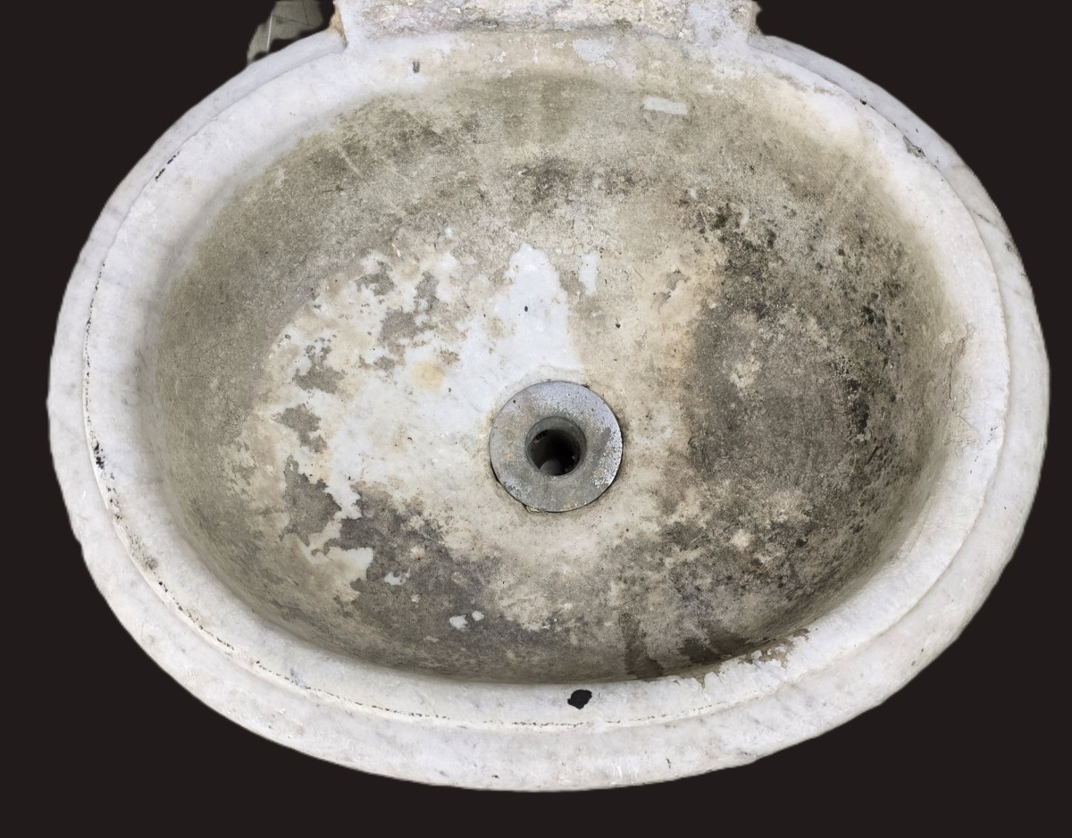 Ancien lavabo en marbre blanc de Carrare, XIXᵉ siècle-photo-3