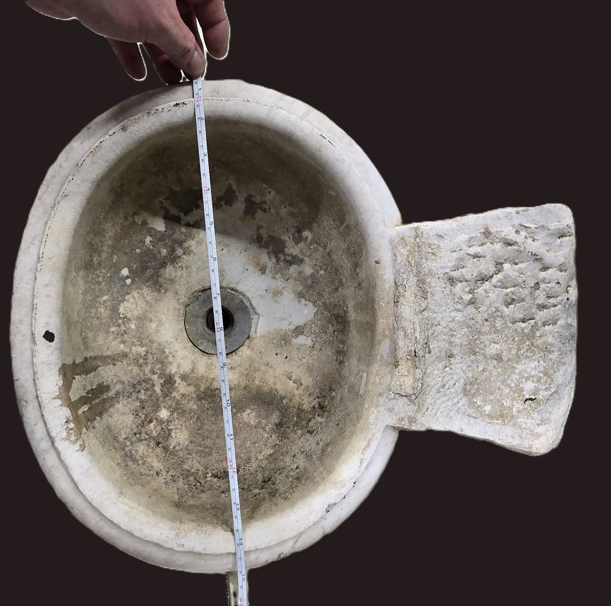 Ancien lavabo en marbre blanc de Carrare, XIXᵉ siècle-photo-3