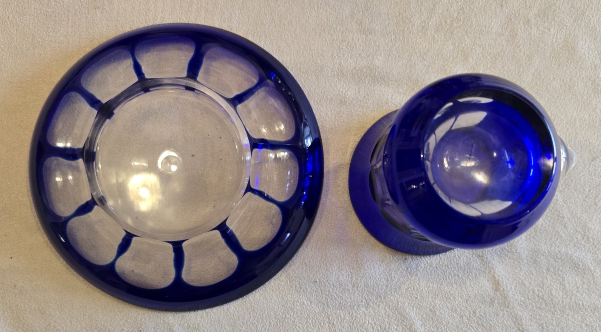 Set Of 6 Cups With Saucers In Double‑layered Glass, Vintage.-photo-3