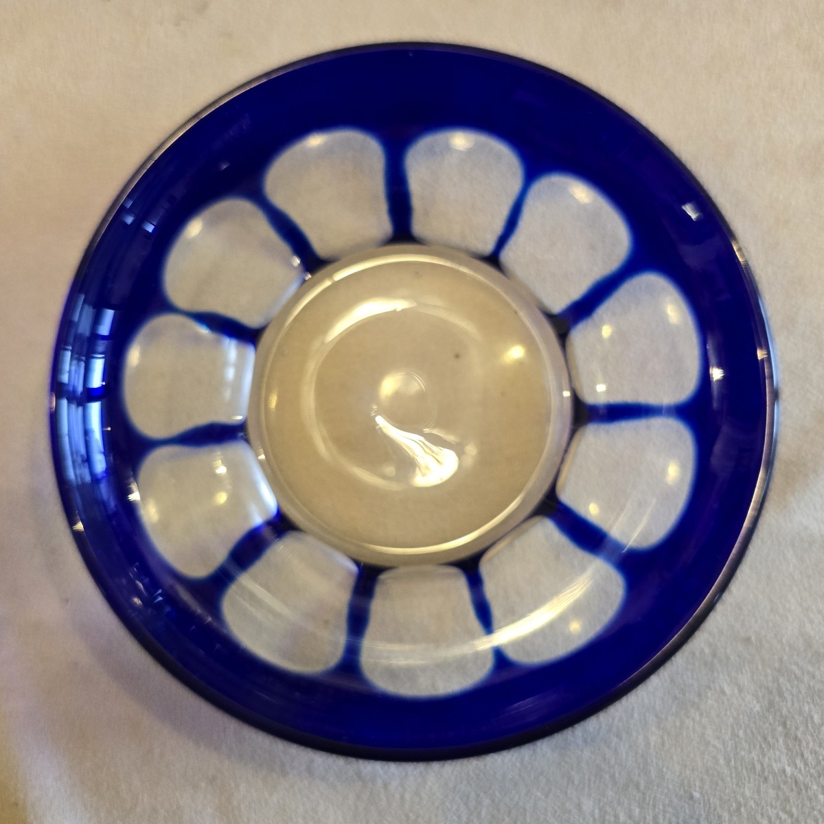 Set Of 6 Cups With Saucers In Double‑layered Glass, Vintage.-photo-4