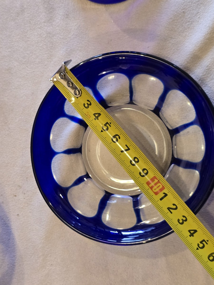 Set Of 6 Cups With Saucers In Double‑layered Glass, Vintage.-photo-5