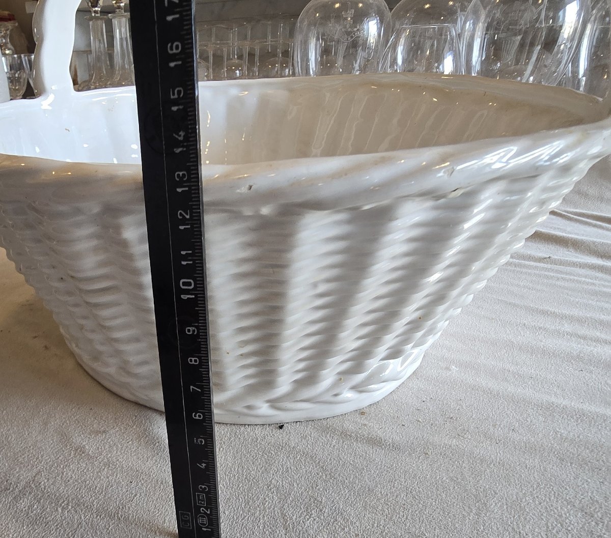 Ancien panier italien en faïence de Bassano-photo-3